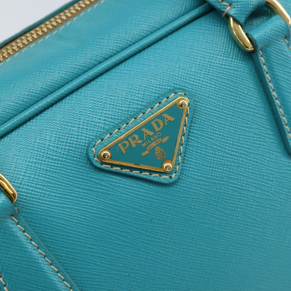 PRADA Hand Bag Safiano leather Gold Emerald Green Auth 171445V