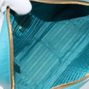 PRADA Hand Bag Safiano leather Gold Emerald Green Auth 171445V-9