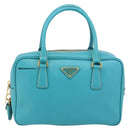 PRADA Hand Bag Safiano leather Gold Emerald Green Auth 171445V-13