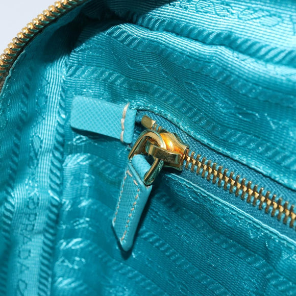 PRADA Hand Bag Safiano leather Gold Emerald Green Auth 171445V