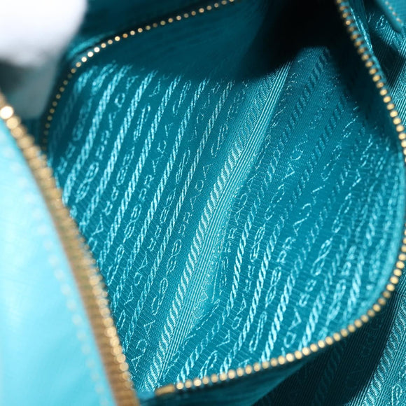 PRADA Hand Bag Safiano leather Gold Emerald Green Auth 171445V