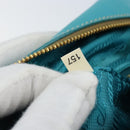 PRADA Hand Bag Safiano leather Gold Emerald Green Auth 171445V-10
