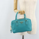 PRADA Hand Bag Safiano leather Gold Emerald Green Auth 171445V-29