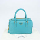 PRADA Hand Bag Safiano leather Gold Emerald Green Auth 171445V-12