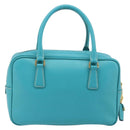 PRADA Hand Bag Safiano leather Gold Emerald Green Auth 171445V-2