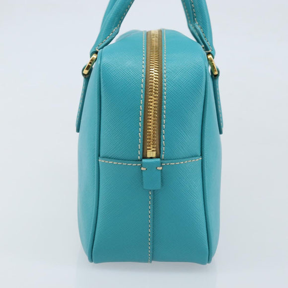 PRADA Hand Bag Safiano leather Gold Emerald Green Auth 171445V