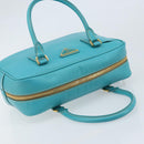 PRADA Hand Bag Safiano leather Gold Emerald Green Auth 171445V-6