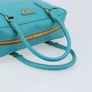 PRADA Hand Bag Safiano leather Gold Emerald Green Auth 171445V-7