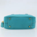 PRADA Hand Bag Safiano leather Gold Emerald Green Auth 171445V-5