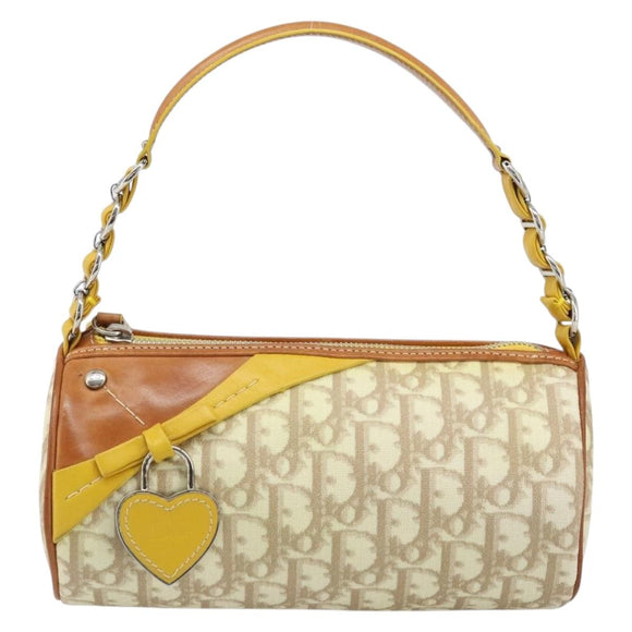 Christian Dior Trotter Canvas Romantic Bag PVC Beige Silver Auth 171447V