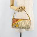 Christian Dior Trotter Canvas Romantic Bag PVC Beige Silver Auth 171447V-23