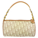 Christian Dior Trotter Canvas Romantic Bag PVC Beige Silver Auth 171447V-2
