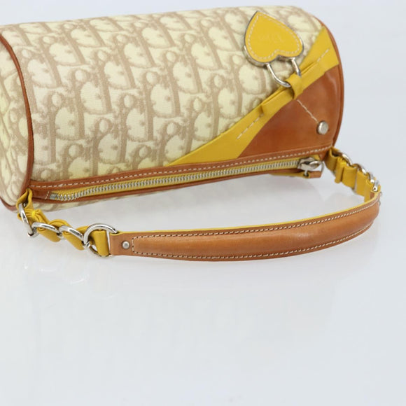 Christian Dior Trotter Canvas Romantic Bag PVC Beige Silver Auth 171447V