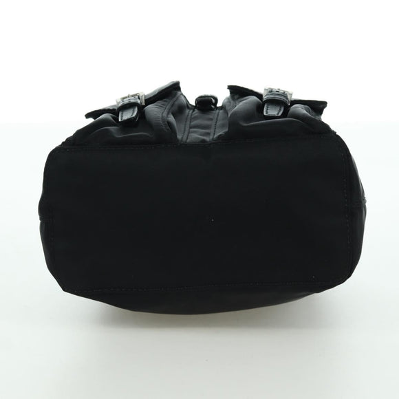 PRADA Chain Shoulder Bag Nylon Black Silver Auth 171449M