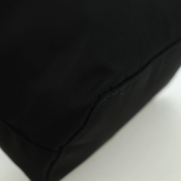 PRADA Umhängetasche Kette Nylon Schwarz Silber Auth 171449M