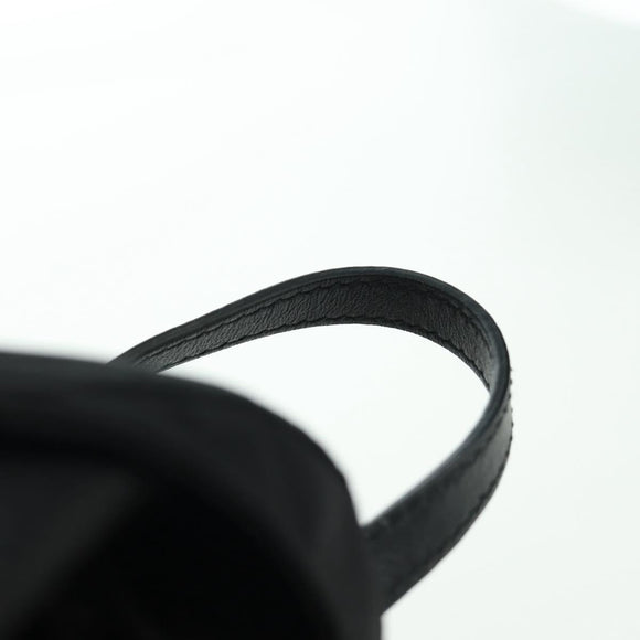 PRADA Umhängetasche Kette Nylon Schwarz Silber Auth 171449M