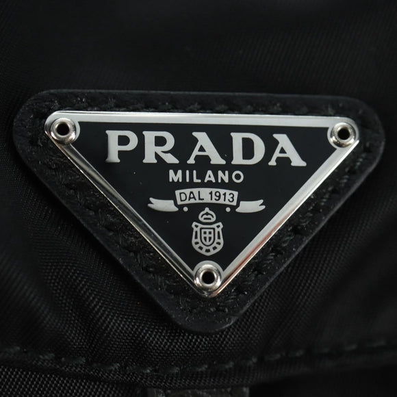 PRADA Chain Shoulder Bag Nylon Black Silver Auth 171449M