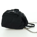 PRADA Chain Shoulder Bag Nylon Black Silver Auth 171449M-5