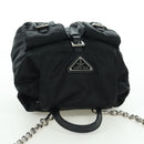 PRADA Chain Shoulder Bag Nylon Black Silver Auth 171449M-6