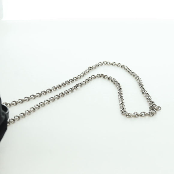 PRADA Chain Shoulder Bag Nylon Black Silver Auth 171449M