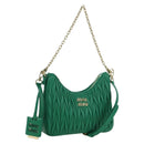 Miu Miu Matelasse Chain Shoulder Bag Leather 2way Green Gold Auth 171450SAM-1