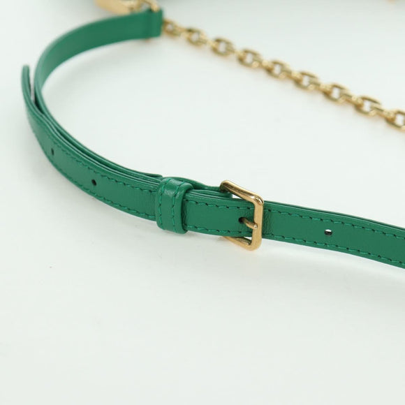 Miu Miu Matelasse Chain Shoulder Bag Leather 2way Green Gold Auth 171450SAM