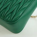 Miu Miu Matelasse Chain Shoulder Bag Leather 2way Green Gold Auth 171450SAM-17