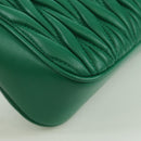 Miu Miu Matelasse Chain Shoulder Bag Leather 2way Green Gold Auth 171450SAM-18