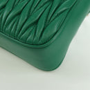 Miu Miu Matelasse Chain Shoulder Bag Leather 2way Green Gold Auth 171450SAM-19