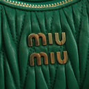 Miu Miu Matelasse Chain Shoulder Bag Leather 2way Green Gold Auth 171450SAM-20
