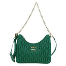 Miu Miu Matelasse Chain Shoulder Bag Leather 2way Green Gold Auth 171450SAM-13