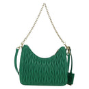 Miu Miu Matelasse Chain Shoulder Bag Leather 2way Green Gold Auth 171450SAM-2
