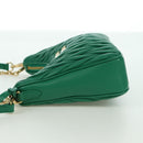 Miu Miu Matelasse Chain Shoulder Bag Leather 2way Green Gold Auth 171450SAM-3