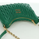 Miu Miu Matelasse Chain Shoulder Bag Leather 2way Green Gold Auth 171450SAM-6