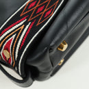 Christian Dior Shoulder Bag Leather 2way Black Gold Auth 171453SAV-11