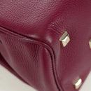Salvatore Ferragamo Gancini Hand Bag Leather 2way Purple Gold Auth 171454A-10