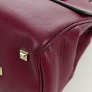 Salvatore Ferragamo Gancini Hand Bag Leather 2way Purple Gold Auth 171454A-16