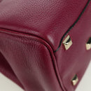Salvatore Ferragamo Gancini Hand Bag Leather 2way Purple Gold Auth 171454A-17