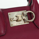 Salvatore Ferragamo Gancini Hand Bag Leather 2way Purple Gold Auth 171454A-19