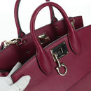 Salvatore Ferragamo Gancini Hand Bag Leather 2way Purple Gold Auth 171454A-20