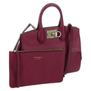 Salvatore Ferragamo Gancini Hand Bag Leather 2way Purple Gold Auth 171454A-1