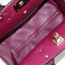 Salvatore Ferragamo Gancini Hand Bag Leather 2way Purple Gold Auth 171454A-11