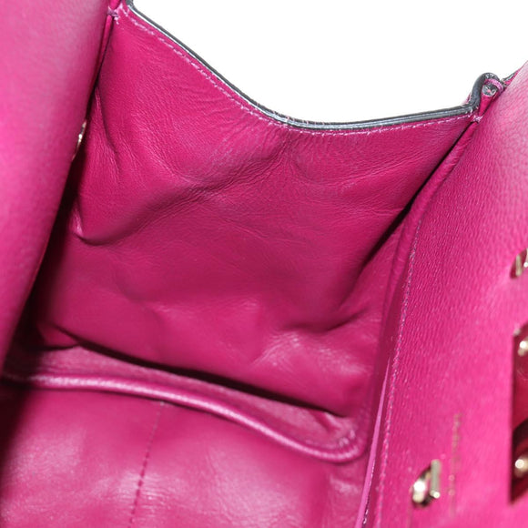 Salvatore Ferragamo Gancini Hand Bag Leather 2way Purple Gold Auth 171454A