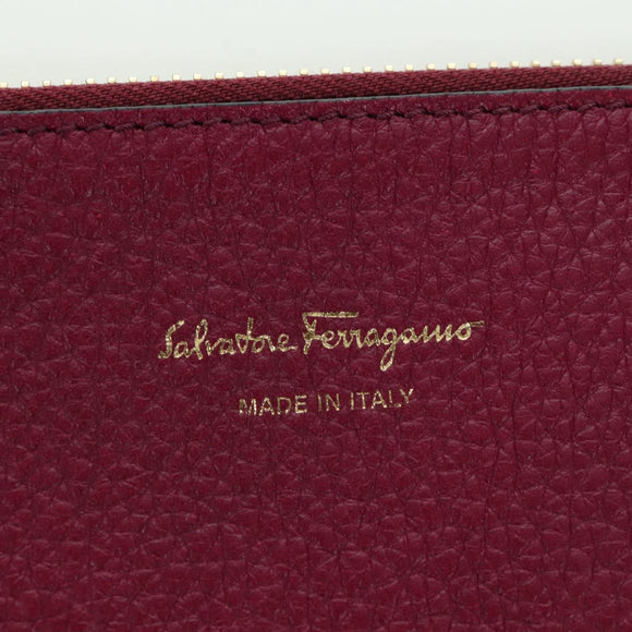 Salvatore Ferragamo Gancini Hand Bag Leather 2way Purple Gold Auth 171454A