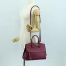 Salvatore Ferragamo Gancini Hand Bag Leather 2way Purple Gold Auth 171454A-30