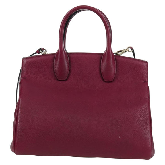 Salvatore Ferragamo Gancini Hand Bag Leather 2way Purple Gold Auth 171454A