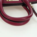 Salvatore Ferragamo Gancini Hand Bag Leather 2way Purple Gold Auth 171454A-8