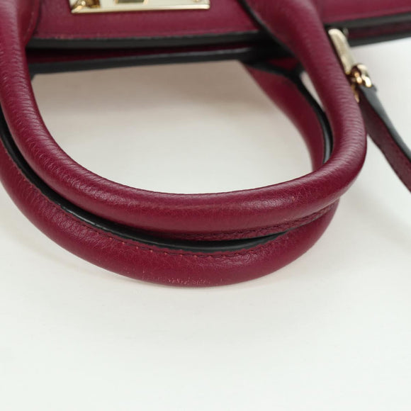 Salvatore Ferragamo Gancini Hand Bag Leather 2way Purple Gold Auth 171454A