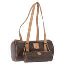 CELINE Macadam Canvas Hand Bag PVC Leather Brown Gold Auth 171455V-1