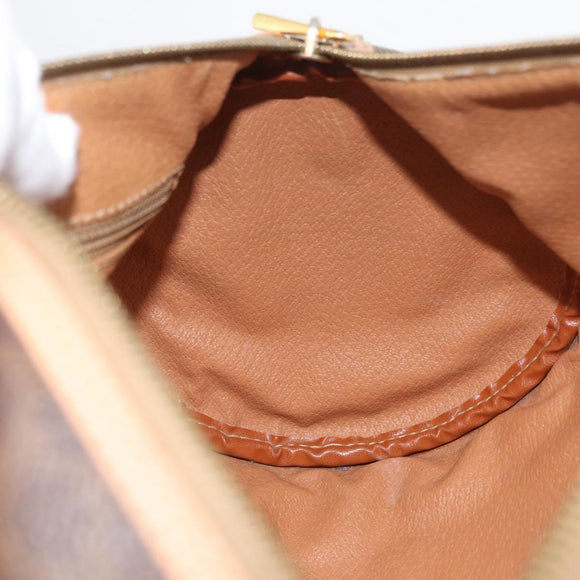 CELINE Macadam Canvas Hand Bag PVC Leather Brown Gold Auth 171455V